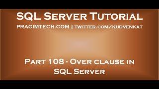 Over clause in SQL Server