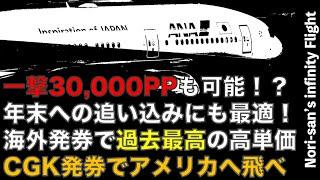 【海外発券】一撃30,000PP！？ 修行僧なら見逃すな！ ジャカルタ発券アメリカ方面はやっぱりお得！