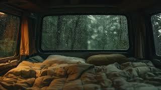 Sleeping overnight in the car on a rainy night in the forest - ASMR for relax, study