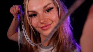 ASMR Chaotic, Fast & Aggressive Measuring You | Chatty Whispers, Dark Background For Sleep