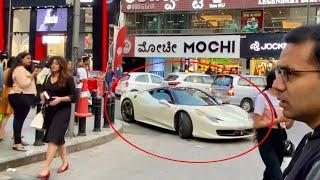 Two FERRARIs enter BUSY Shopping STREET in INDIA (Bangalore)