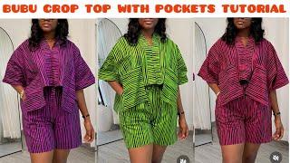 How to Cut and Sew this Trendy High Low Bubu Crop Top with Hanging Pockets and Collar