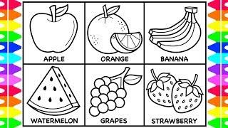 How to Draw Fruit for Kids Fruit Drawings for Kids | Fruit Coloring Pages for Kids