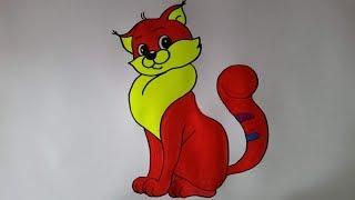 Учимся рисовать красивую кошку. Learn to draw a beautiful cat.