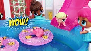 Babies Lol POOL GAMES - Dolls Lol Surprise of Vacations in The Beach! The Moon Toys