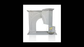 MarbleBee Parisian fireplace mantel french design with arch and hand-carved keystone for luxury livi