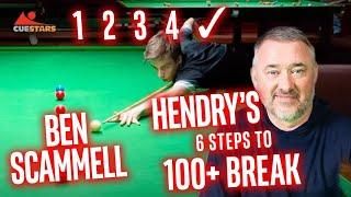 BEN DOES STEP 4 - Cuestars U21 Ben Scammell makes 50 at Hendry's 6 Steps to 100+ break Challenge. 