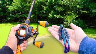 Catching GIANT Bass in 1ft of Water (River Fishing)