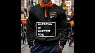 Front Design Simple Print Men's Fleece Stand-Up Collar Sweatshirt #printondemand#custom#sweatshirt