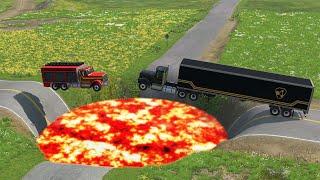  Cars vs Giant Crater – BeamNG.Drive