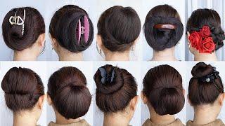 TOP 10 Simple And Easy Hairstyle Do It Yourself | New Hair Bun Styles Claw Clip