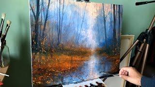 OCTOBER DAY. How to Paint an Autumn Landscape. Full video