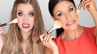 NO MIRROR MAKEUP CHALLENGE!! FEAT STEPHANIE MAII | NIKKIA JOY
