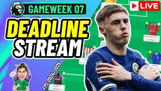 FPL GW7 DEADLINE STREAM | MY FINAL WILDCARD TEAM! (LIVE)  | FPL 2024/25