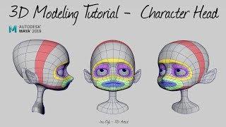 3D Modeling Tutorial -Modeling a stylized Character head ready for Animation in Maya 2024