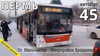 Пермь автобус 45 Ул. Мильчакова - Микрорайон Крохалева // 16.01.2022 // Владислав Малыгин