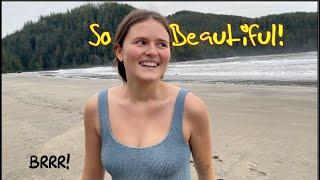 Cold Winter swim at #1 Beach in Canada! San Josef Bay