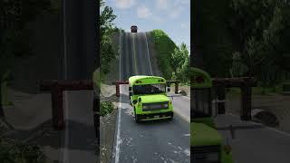 Mixed Colour School Busses & City Bus vs Log Trap - BeamNG.Drive #car #beamcrashers #crashdrive