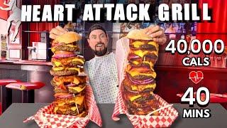 TRYING TO BEAT ERIC THE ELECTRIC 40,000 CALORIE CHALLENGE IN 40 MINUTES AT HEART ATTACK GRILL, VEGAS