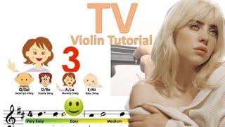 TV by Billie Eilish sheet music and easy violin tutorial