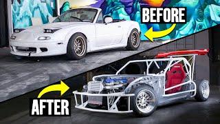 Building a Miata Kart in 12 Minutes: $200 Junker to 300hp Supercharged Mazda Exo-cart Shredder