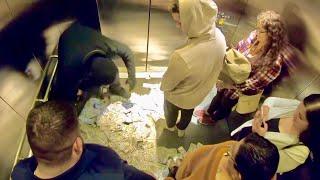 Bank robber in the elevator