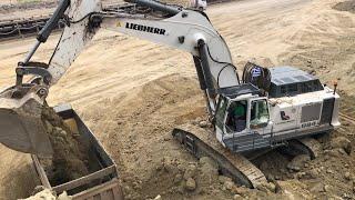 Liebherr 984 Excavator Loading MAN And Mercedes Trucks - Labrianidis Mining Works