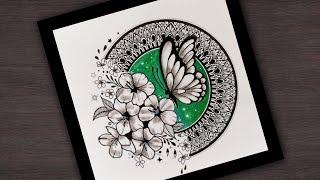 Butterfly drawing|Butterfly mandala art for beginners|floral mandala art @VennilaYLCreations
