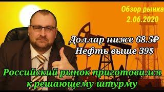 Обзор рынка за 2 июня 2020г. Доллар уже ниже 69₽, а нефть почти 40$. ПРОГНОЗЫ СБЫВАЮТСЯ))