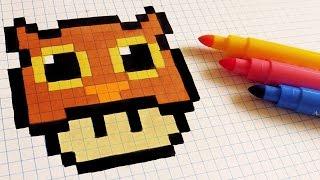 Halloween Pixel Art - How To Draw Owl Mushroom #pixelart