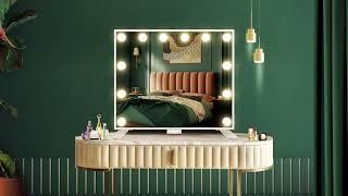 Maxkon Hollywood Makeup Mirror Vanity 12 LED Lighted Desk Wall Mounted Lights Dressing Table USB