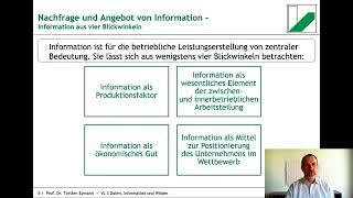 Grundlagen der Wirtschaftsinformatik 3.2: Daten, Informationen und Wissen - Informationswirtschaft