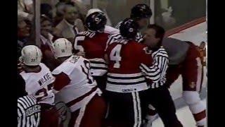 Keith Brown drops the gloves with Bob Probert, Sep 19, 1990