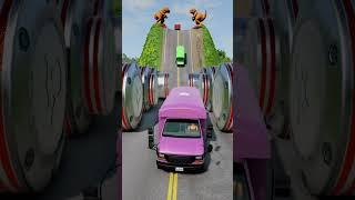 School Buses vs Hydraulic Crush #259 #beamngdrive#shorts #car