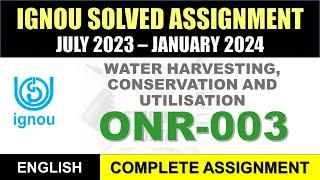 ONR 003 IGNOU Solved Assignment 2023-24 || onr-003 | In English | July 2023 to Jan 2024 | ONR 003