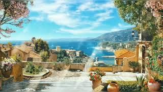 Mediterranean sea view with sun stains ambiance relaxing sound of ocea