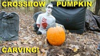 Crossbow Pumpkin Carving!  TWANGnBANG Carves a Jack O'Lantern