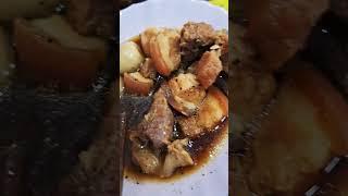 Cheap 4 Dollars Lunch Pork Caramel with eggs, fried Mackerel, Soup and Rice  #like  #subscribe