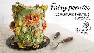 Palette knife  "Fairy peonies", Buttercream flowers painting on cake, Tutorial | Butter & Blossoms