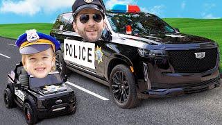 Chris rides on toy police car - Kids stories about good behavior and rules