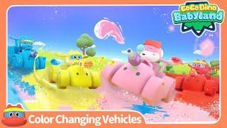 Learn Colors with Cars | Color Changing Vehicles | Go Go Dino Babyland Color Play | Color for Kids