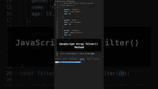 #javascript array filter() method - #shorts @codingwithjeevan