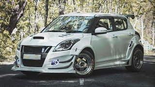 Suzuki swift heavily modified with wide body white paint tone