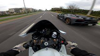 YAMAHA R6 VS LAMBORGHINI SVJ!