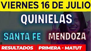 Quinielas Primera y matutina de Santa fé y Mendoza Viernes 16 de Julio