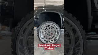 Check out this lifted truck with 26x16 KG1 Forged Trident wheels. #kg1forged #26x16 #liftedtruck