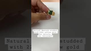 Emerald ring in gold 22 karat || green emerald ring || yellow gold emerald ring || panna gold ring