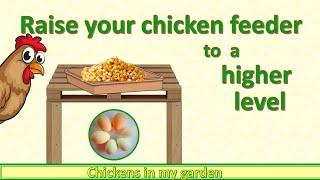 Raise your chicken feeder to a higher level - up off the ground !