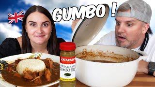 Brits Try GUMBO | Chicken & Sausage For The First Time !