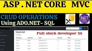 CRUD Operations Using ASP.NET Core  MVC without Entity Framework | SQL Server  | ADO.NET